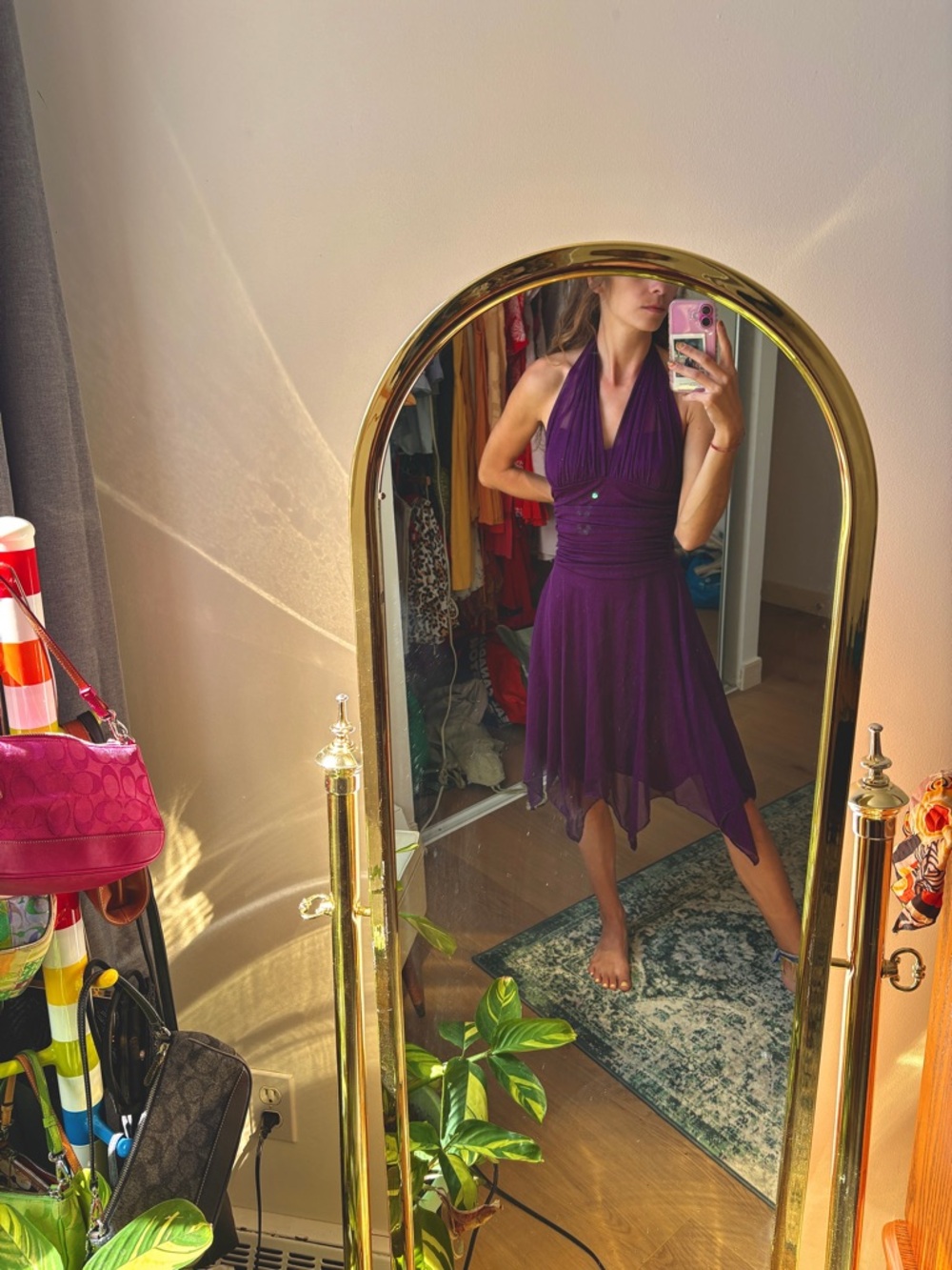 Mariposa Deep Purple Halter Midi Dress
